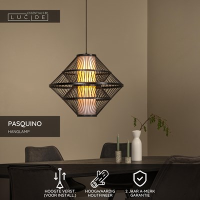 Lucide PASQUINO - Hanglamp - Ø 60 cm - 1xE27 - Zwart | Essential